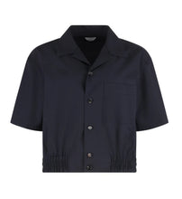 Load image into Gallery viewer, Short dark blue elegant shirt with collar
